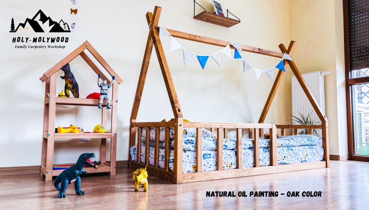 łóżko wigwam tipi dziecięce łóżko domek dla dziecka  Montessori  łóżko podłogowe dla dziecka  drewniane w stylu Montessori  łóżko dziecięce wigwam  łóżko dla malucha Montessori  łóżko skandynawskie dziecięce  bezpieczne łóżko dla dziecka z barierką