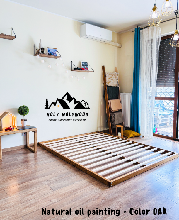 Łóżko dziecięce Tatami podłogowe z litego drewna Montessori z drewna solidnego litego dla dzieci solid wood toddler floor house bed montessori