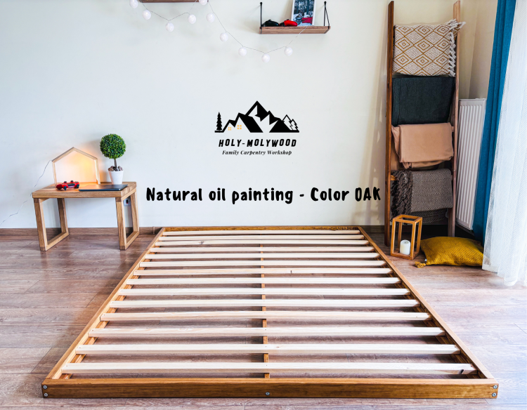 Łóżko dziecięce Tatami podłogowe z litego drewna Montessori z drewna solidnego litego dla dzieci solid wood toddler floor house bed montessori
