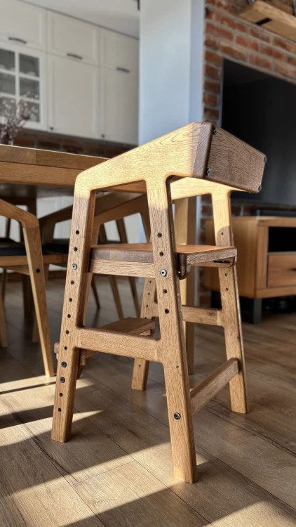 krzesło rosnące dla dziecka, krzesło montessori, krzesełko dziecięce, krzesło regulowane, drewniane krzesło dziecięce, krzesło dębowe, krzesło z litego dębu, pomocnik kuchenny, meble dziecięce, krzesło do biurka dla dziecka, krzesło do stołu dla dziecka